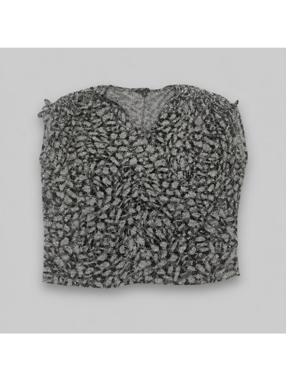 simply vera‎ Wang ruched-shoulder dolman tee gray black print slinky soft XL